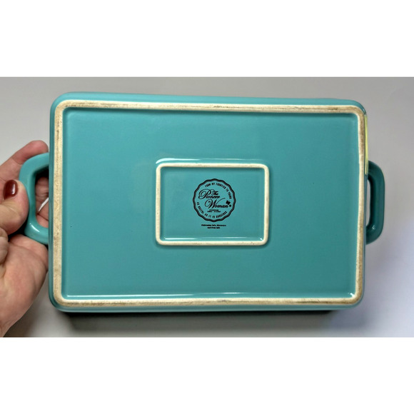 The Pioneer Woman Sweet Romance Blossoms Teal Mazie 2QT Rectangle Baking Dish - Picture 5 of 5